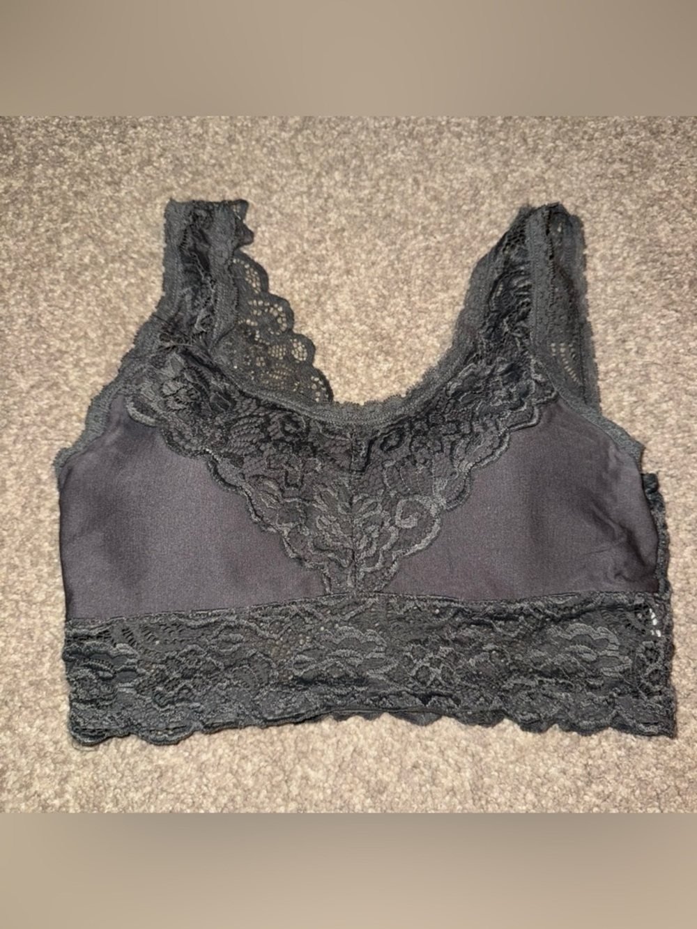 Altar'd State Gray Lace Bralette with Scalloped Trim